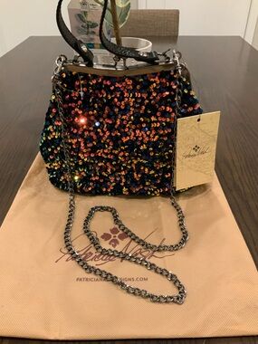 Patricia Nash Sequin Laureana Frame Kisslock Crossbody Blue